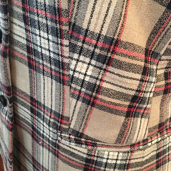 Behar hunt button tan red black stripe plaid vest - Picture 4 of 8